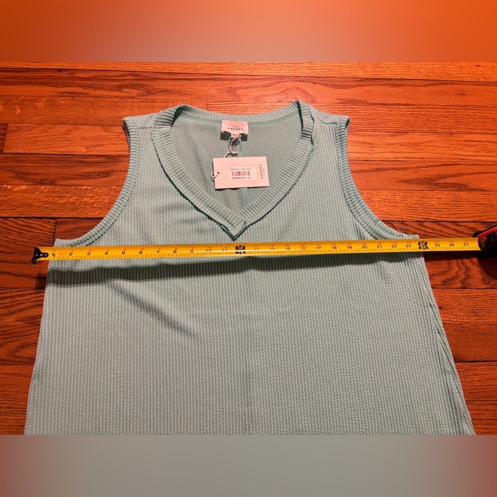 Andrée Ribbed Tank Top in Mint Turquoise - Picture 6 of 9
